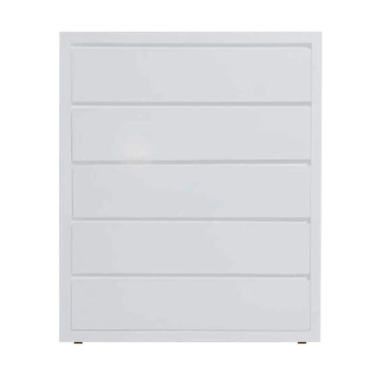 APRODZ Mango Wood Warsaw Chest of 5 Drawers Storage Dresser for Living Room Furniture (White Finish)