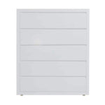 APRODZ Mango Wood Warsaw Chest of 5 Drawers Storage Dresser for Living Room Furniture (White Finish)