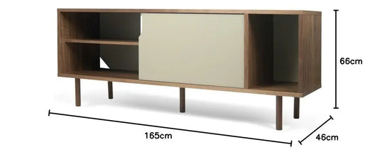 Translation missing: en.APRODZ Solid Wood Clearcut Storage Side Board Unit for Living Room | Walnut Matte Grey White Finish