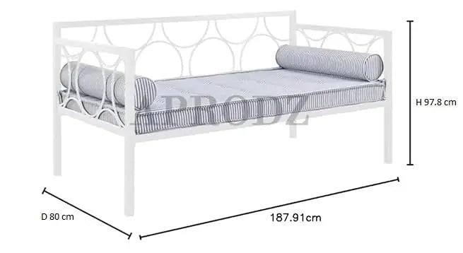 Acceber Three Seater Metal Sofa with Mattress and 2 bolsters (Metal - White Powdercoated) 