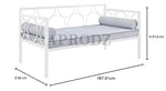 Acceber Three Seater Metal Sofa with Mattress and 2 bolsters (Metal - White Powdercoated) 