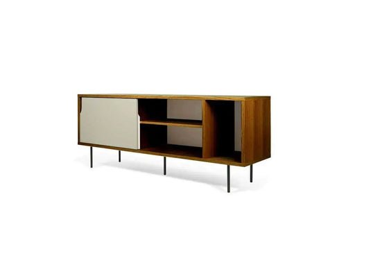 Translation missing: en.APRODZ Solid Wood Clearcut Storage Side Board Unit for Living Room | Oak Matte Grey White Finish