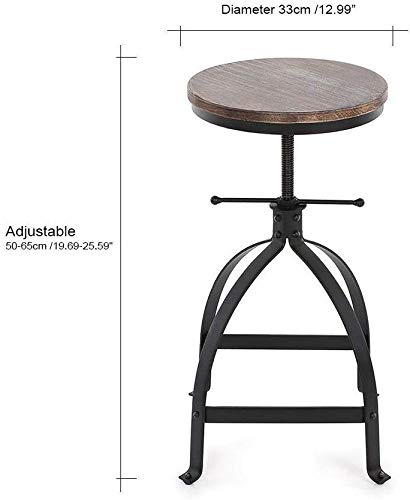 Vintage Bar Stool Swivel Coffee Kitchen Dining Chair Counter Height Adjustable 19.69”-25.59” Industrial Style
