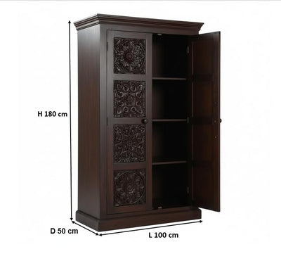 Floreale wardrobe Carved Mango Wood 2-Door Wardrobe rah