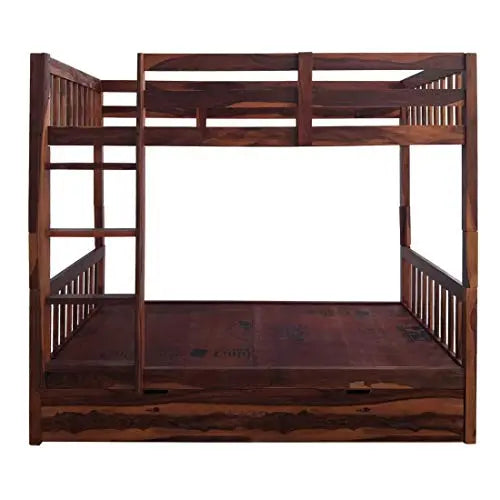 Sheesham Wood Moyer Bunk Bed for Bedroom | Brown Finish 