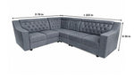 Shaped Sectional 6-Seater Sofa with Tufted Back Padded Armrest Perfect Fabric Corner Sofa 
