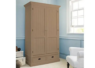 Mango Wood Multipurpose Storage Warsaw Wardrobe for Living Room | 2-Door and 2 Drawer