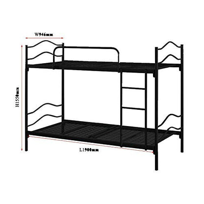 Bryce Single Size Metal Bunk Bed (Mild Steel - Black Powdercoated)