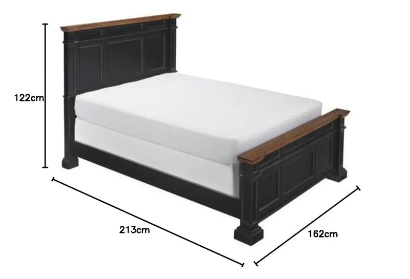 Solid Wood Without Storage Queen Size Moore Bed for Bedroom Stylish | Dark Brown Finish 