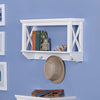 Mango Wood Larso Wall Shelf with Key Holder for Living Room | Wall Shelves | White Finish