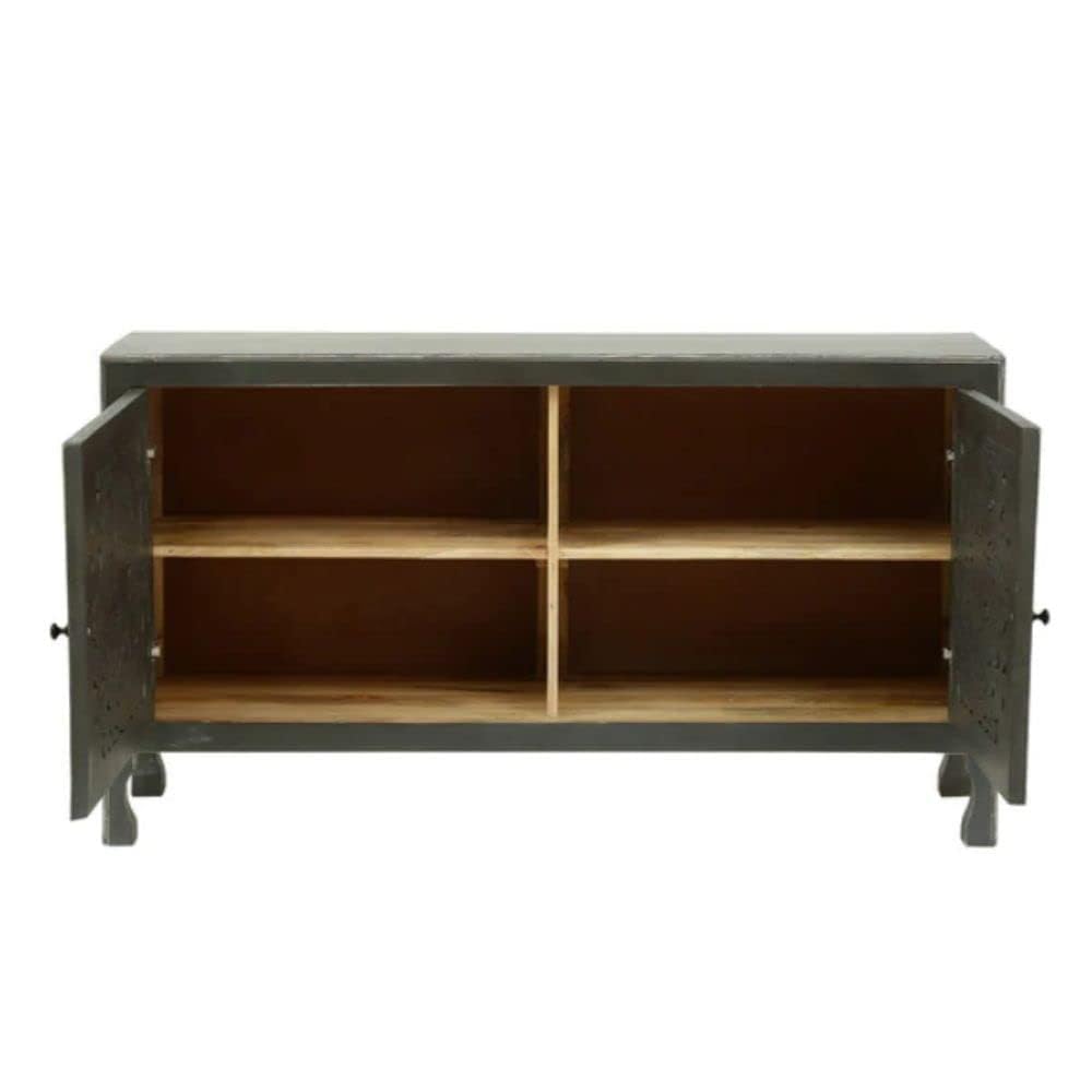 Cabinet for Storage Wooden Furniture | Sideboard Cabinet Living Room | Crockery Cabinet Furniture | Living Room Solid Mango Wood (Grey)