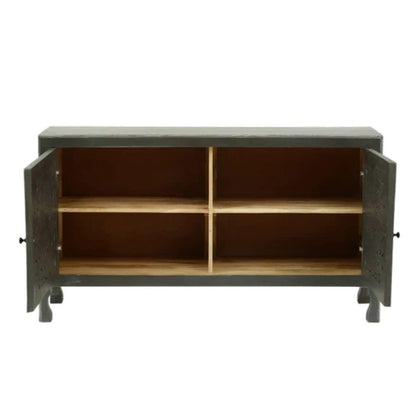 Cabinet for Storage Wooden Furniture | Sideboard Cabinet Living Room | Crockery Cabinet Furniture | Living Room Solid Mango Wood (Grey)