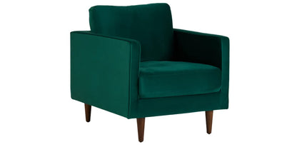 MidCen Wooden 3 Seater Sofa Set with High-Density Comfortable Foam for Home & Living Room (Upholstered- Dark Green Velvet Fabric) 