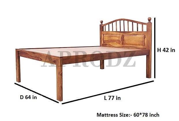 Patarp Sheesham Wood Single Size Bed for Bedroom & Living Room (Honey Finish)