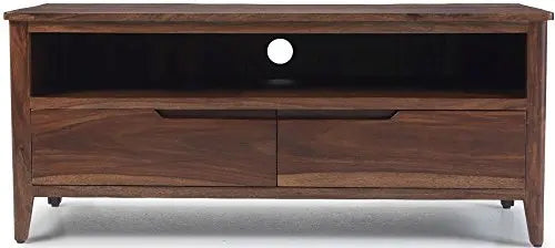 APRODZ Mango Wood Belgrade TV Stand Cabinet for Home | TV Unit for Living Room | Brown Finish
