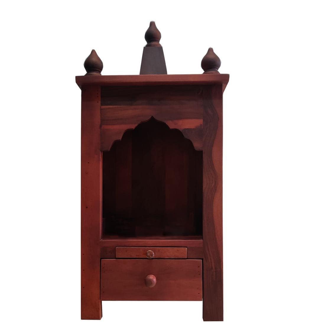 Handcrafted Sheesham Wood Temple with Storage for Pooja Room | Temple for Home | Pooja Mandir (Standard, Mahogany)