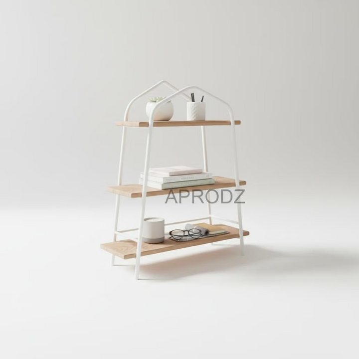 Translation missing: en.3-Tier Wood &amp; Metal Organizer Shelf Brown Finish 