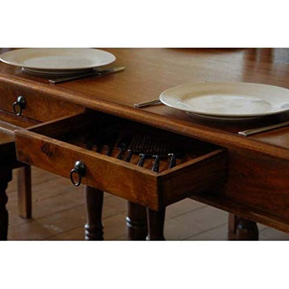 Sheesham Wood Reyk 6 Seater Dining Table Set for Home | 6 Chairs | Brown Finish