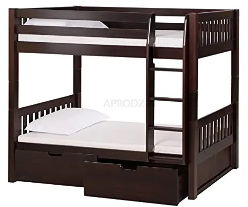 APRODZ Sheesham Wood Moyer Bunk Bed for Bedroom | Brown Finish