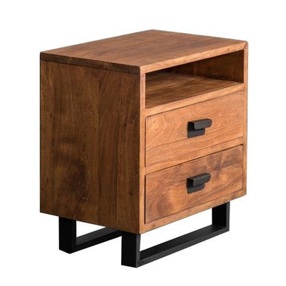 Mango Wood Alba Stylish Bedside Table for Bedroom Living Room with 2 Drawer End Table