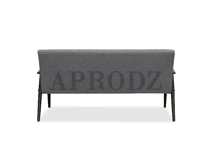 Mango Wood and Upholstered 3 Seater Sofa for Living Room Home Office Furniture | (Upholstered - Light Grey Velvet + Espresso) 