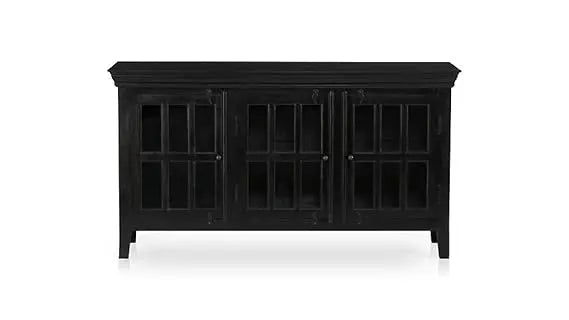 Solid Mango Wood TV Stand with 3 Doors – Living Room Cabinet Unit 
