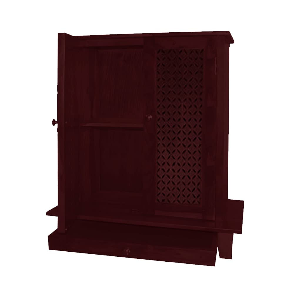 APRODZ Solid Wood Mandir/Prayer Cabinet- Mahogany