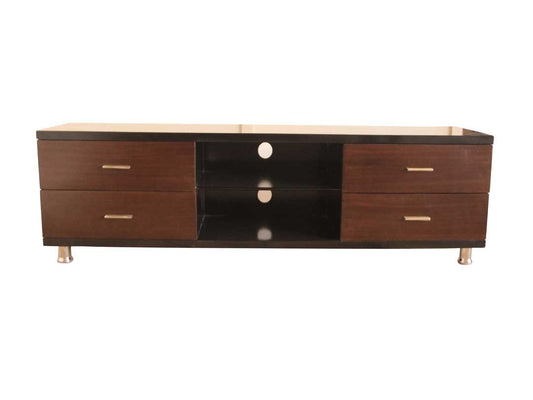 Mango Wood Buen TV Unit with 4 Drawers & Shelf Storage Entertainment Unit Center Console TV Table for Living Room Furniture (Brown)