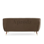 Modern Velvet 3-Seater Sofa – Channel Tufted Gold Legs (Brown) | Living room 