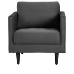 MidCen Wooden Single Seater Sofa with High-Density Comfortable Foam for Home & Living Room (Upholstered- Gray Velvet Fabric) 