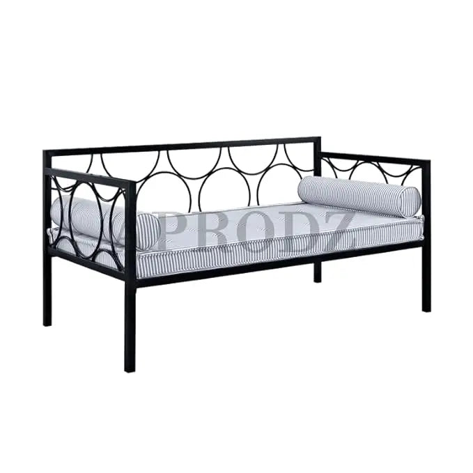 Acceber Three Seater Metal Sofa with Mattress and 2 bolsters (Metal - White Powdercoated) 