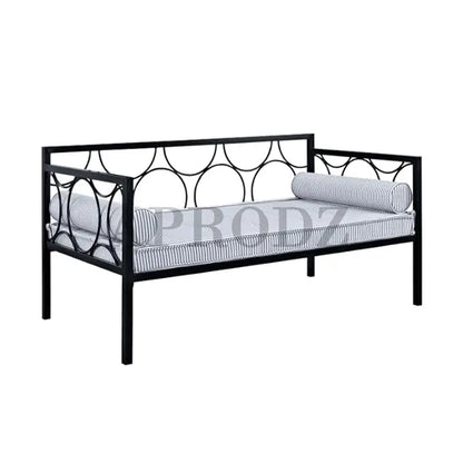 Acceber Three Seater Metal Sofa with Mattress and 2 bolsters (Metal - White Powdercoated) 