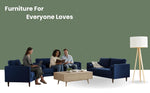 MidCen Wooden 6 Seater 3+2+1 Sofa Set with Comfortable High-Density Foam for Living Room (Upholstered- Dark Blue Velvet Fabric) 