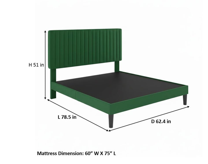 Translation missing: en.Upholstered Platform Bed with Adjustable Headboard, Leg Wood Black + Black Fabric 