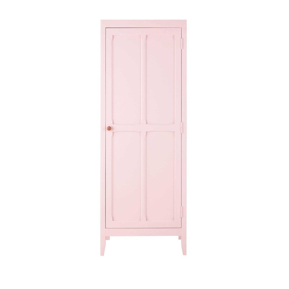 APRODZ Mango Wood Single Doors Multipurpose Storage Kiev Wardrobe Almirah for Living Room | Pink