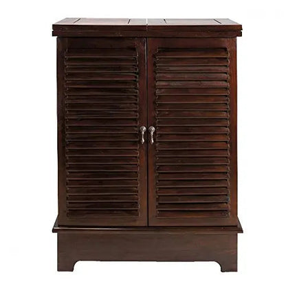 APRODZ Sheesham Wood Wine Storage Cross Stylish Bar Cabinet for Living Room 