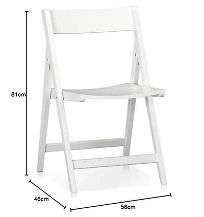 Solid Wood White Folding Dining Chairs for Living Room | Set of 1 Wooden Chair