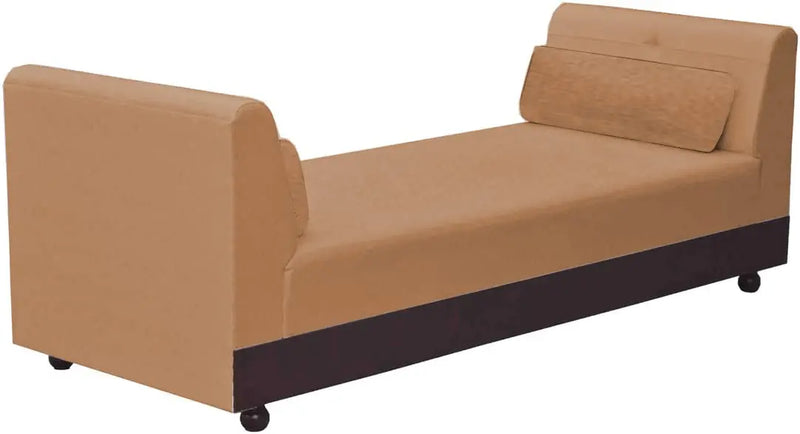 Couch Three Seater Upholstery and Mango Wood Sofa (Fabric + Sweet Orange Fabric + Walnut) 