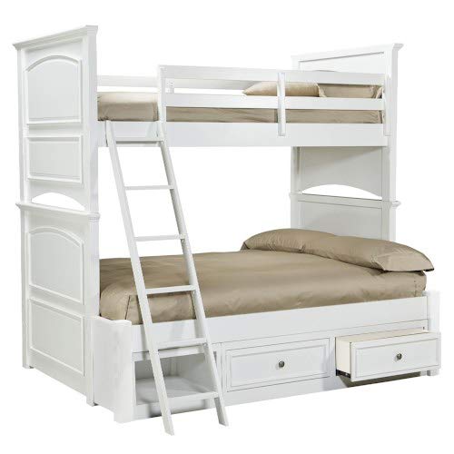 APRODZ Mango Wood Onyxlo Bunk Bed with Storage for Bedroom | White Finish