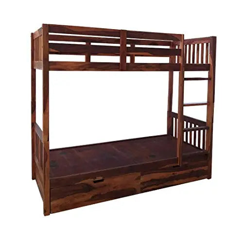 Sheesham Wood Moyer Bunk Bed for Bedroom | Brown Finish 