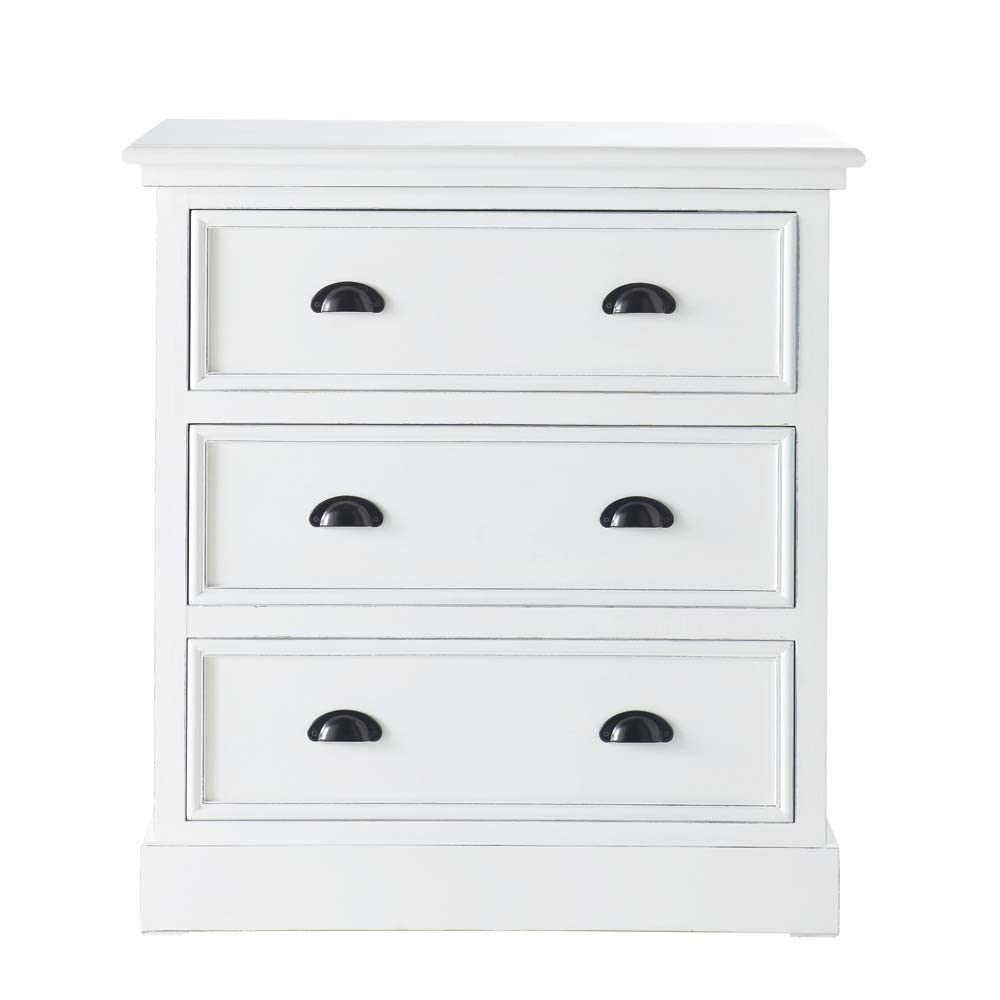 APRODZ Mango Wood Marceio Chest of 3 Drawers Storage Cabinet for Living Room | Wooden Sideboard | White Finish