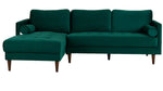 MidCen Wooden LHS L Shape 3 Seater Sectional Sofa Set with High-Density Comfortable Foam for Living Room (Fabric- Velvet Dark Green) 