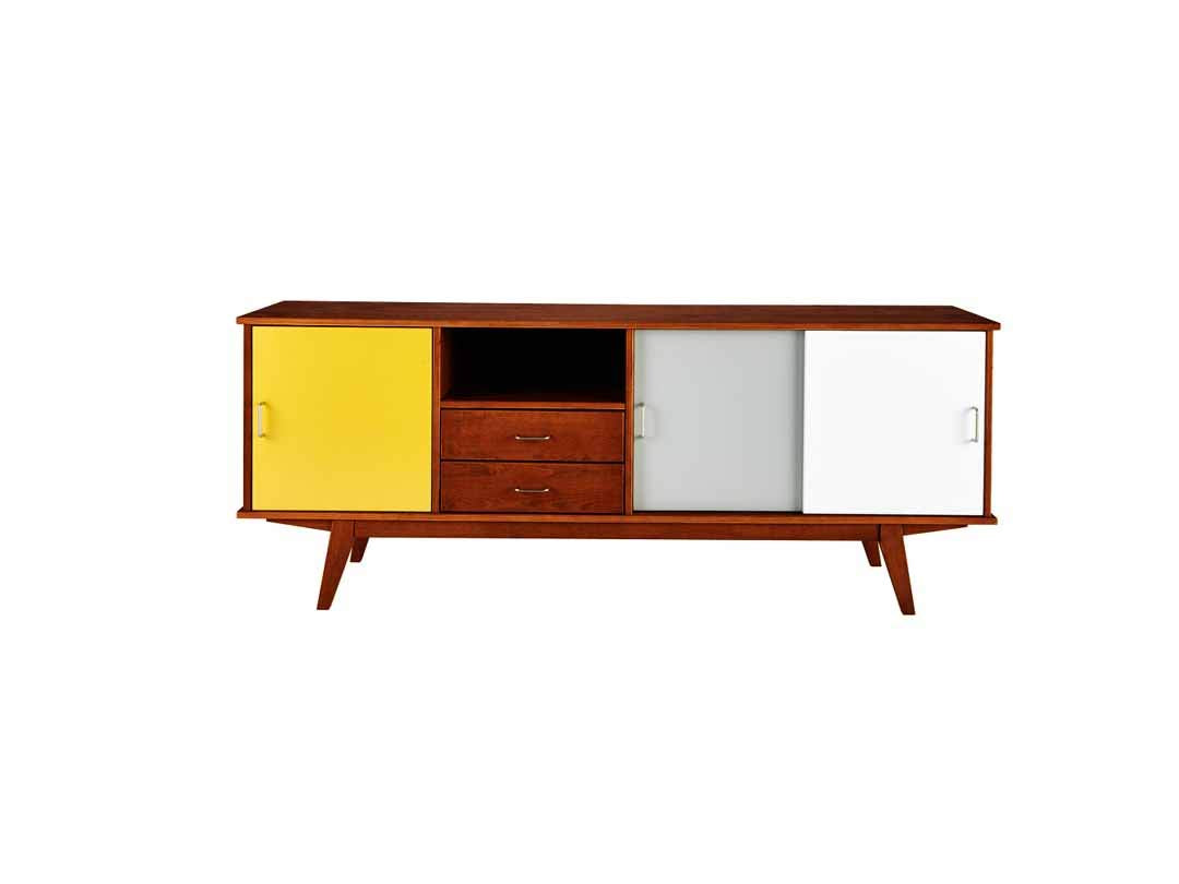 APRODZ Mango Wood Poltava Sideboard Storage Cabinet for Living Room | Wooden Cabinet for Kitchen | Multicolor Finish