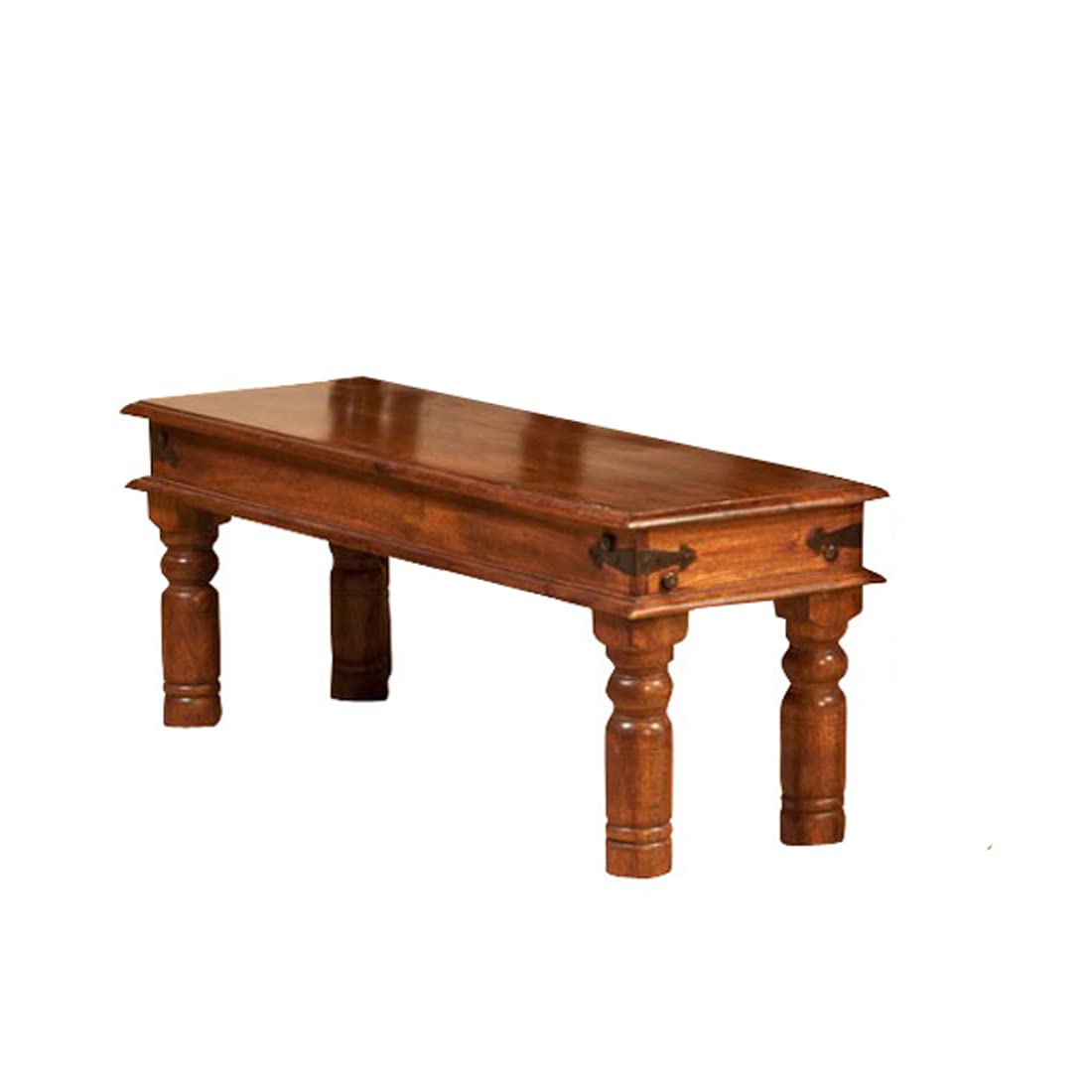 Sheesham Wood Reyk 6 Seater Dining Table Set with 1 Bench & 4 Chairs for Home Dining Room Furniture (Brown Finish) 