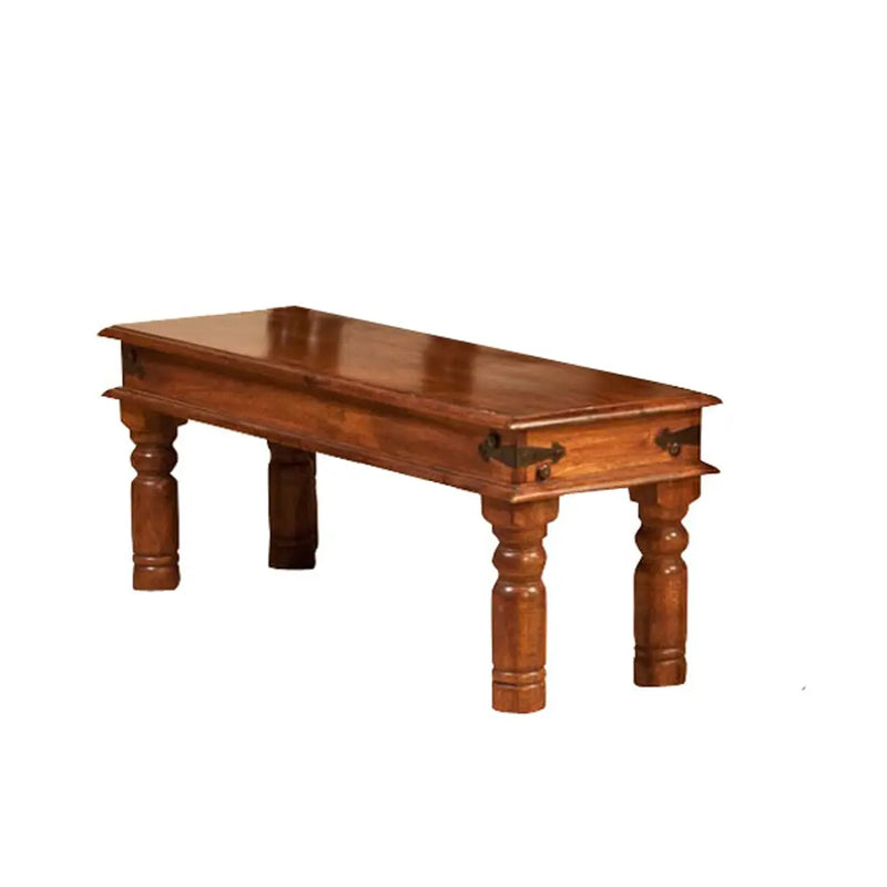 Sheesham Wood Reyk 6-Seater Dining Table Set with Bench & Chairs – Brown Finish 