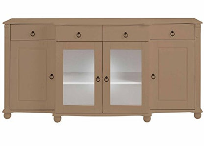 APRODZ Soild Wood Teresina Sideboard Storage Cabinet with Drawer for Living Room | White Finish