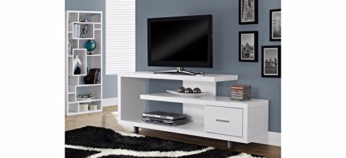 Solid Wood Albi TV Unit with 1 Drawer & Shelf Storage Entertainment Unit Center Console TV Table for Living Room Furniture (White Finish)