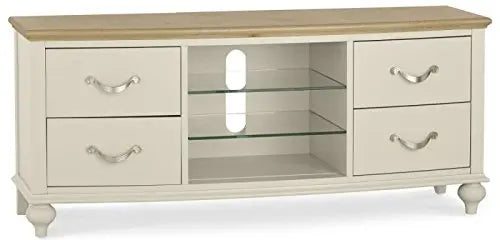 Mango Wood Storage 4 Drawer TV Stand Cabinet for Living Room | Entertainment Unit | White Finish 