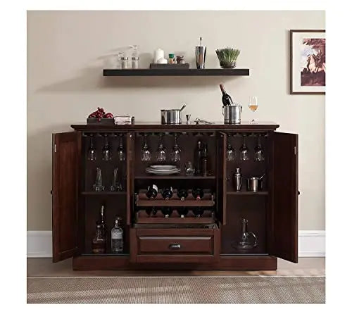 Translation missing: en.APRODZ Mango Wood Bonner Wine Storage Stylish Counter Bar Cabinet for Living Room | White Finish
