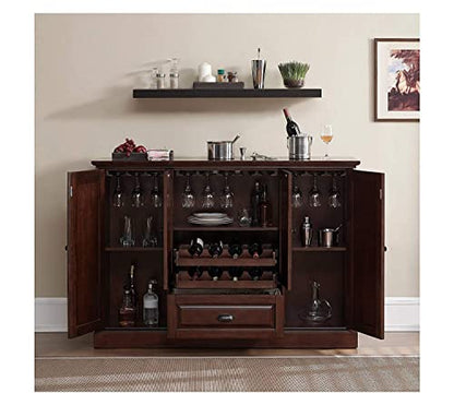 APRODZ Sheesham Wood Wine Storage Cross Stylish Bar Cabinet for Living Room